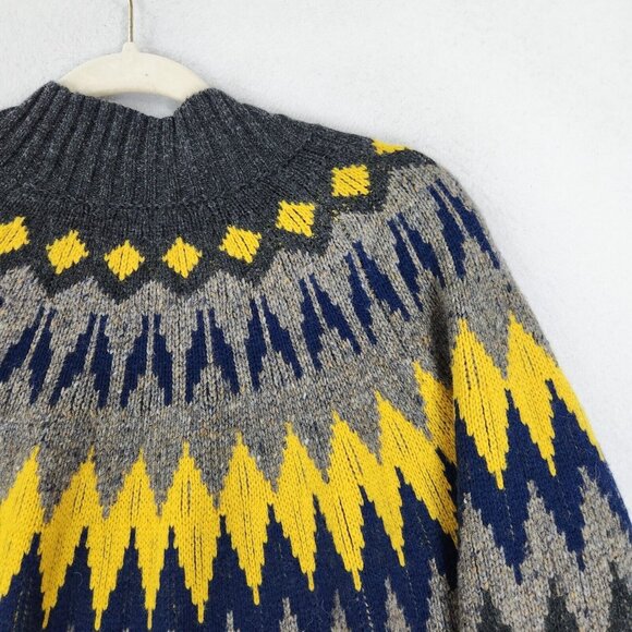 Obermeyer Sweater Womens Extra Large Gray Ivy Mock Neck Wool Fair Isle Pullover - Picture 11 of 11